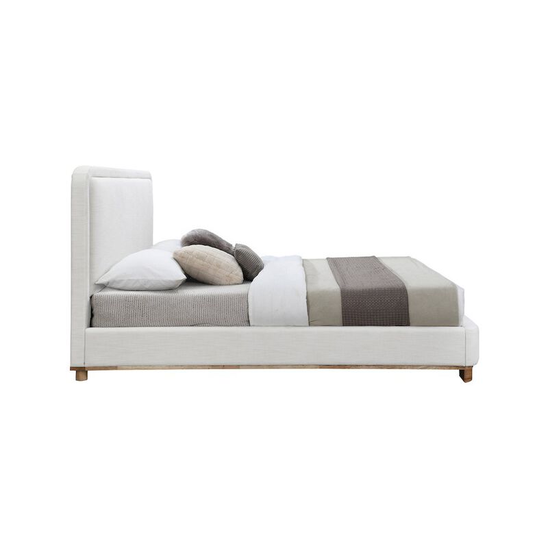 Meridian Furniture Nolita Cream Linen Textured Fabric King Bed