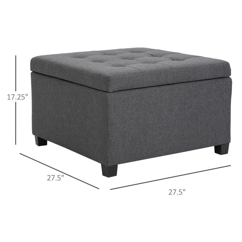 Hivvago Button Tufted Round Ottoman with Storage image number 2