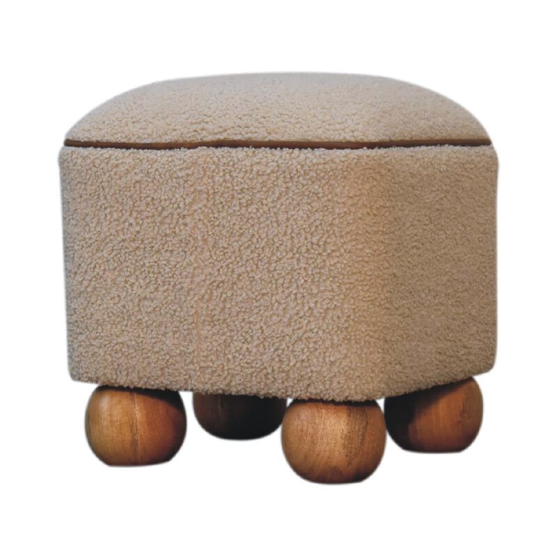 Serenity  Solid Wood Footstool Boulce Fabic  with Ball Feet