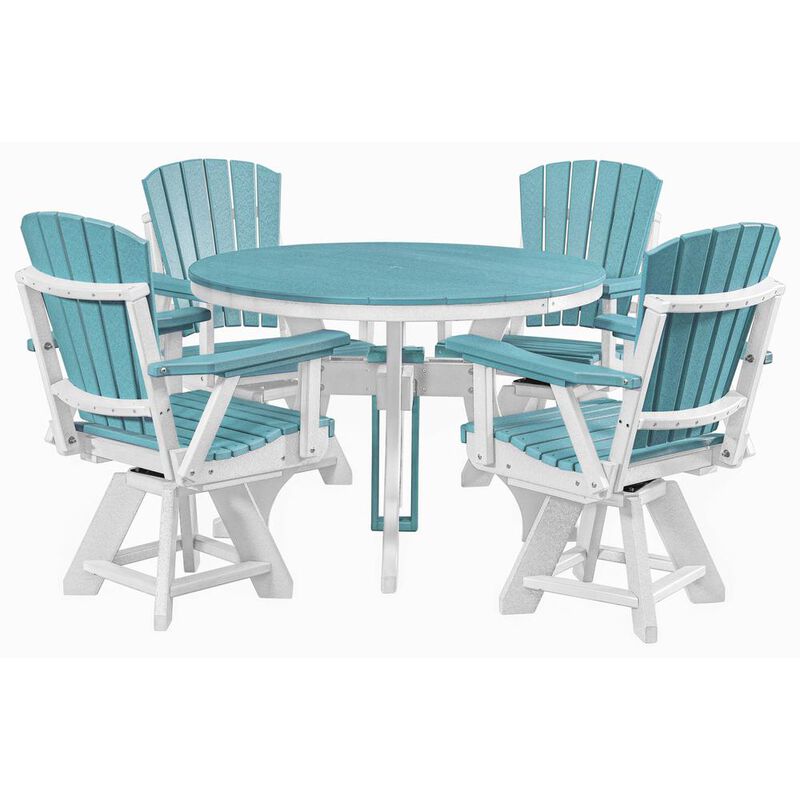 American Furniture Classics Five Piece Round Dining Height Dining Set in Aruba Blue with a White Base