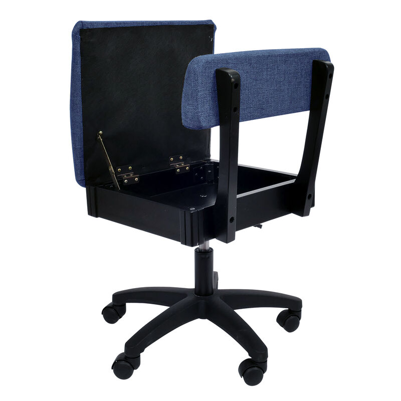 Hydraulic Sewing Chair with Adjustable Height and Cushion Seat &ndash; Duchess Blue Print image number 2