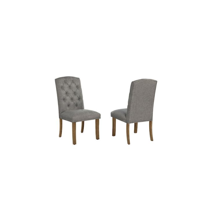 Best Quality Furniture Dark Grey Dining Chair With Linen Fabric (Set Of 2)