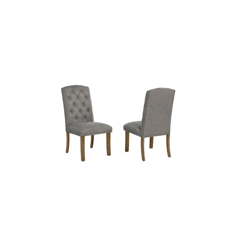 Best Quality Furniture Dark Grey Dining Chair With Linen Fabric (Set Of 2)