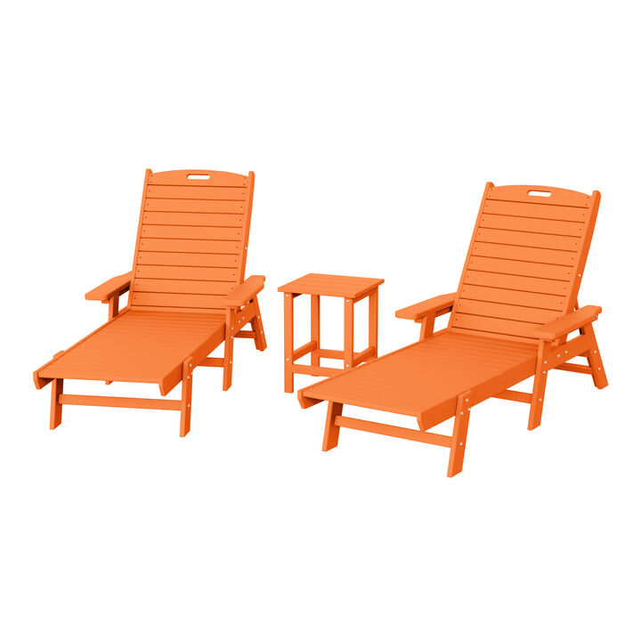 Poly Reclining Chaise Lounge Set with Table
