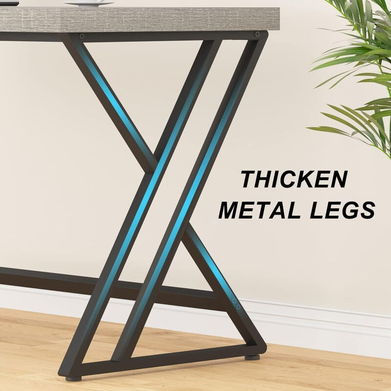 Top True Wood Computer Desk, Modern Writing Desk with Metal Legs for Home Office image number 4
