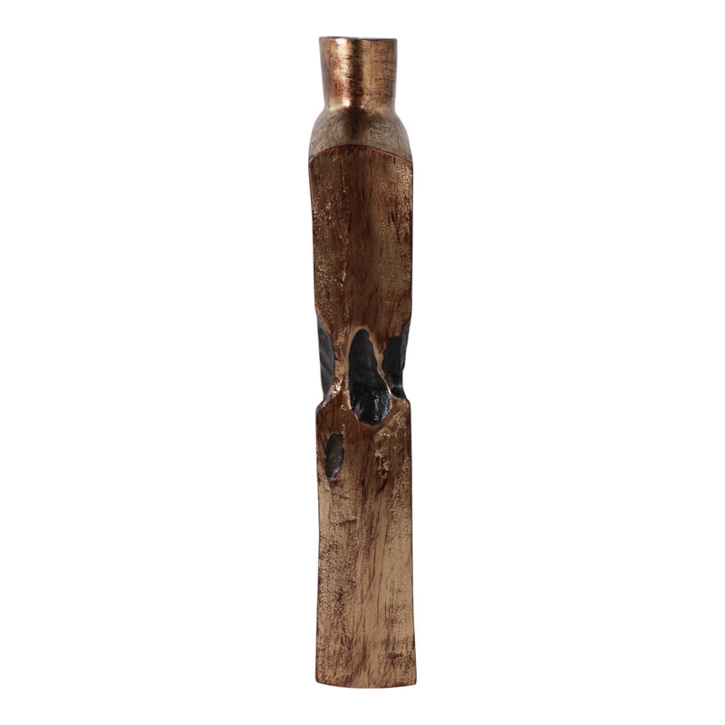 20x7" Carved Middle Metal Vase, Gold/ Brown image number 2