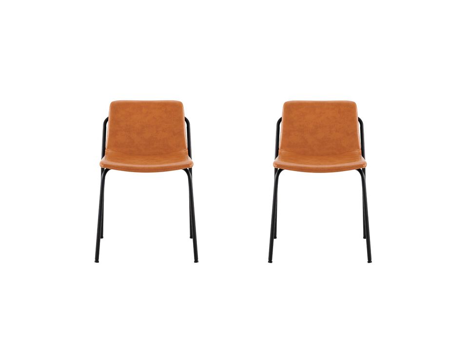 Modern PU Leather Metal Dining Chair, Set of 2