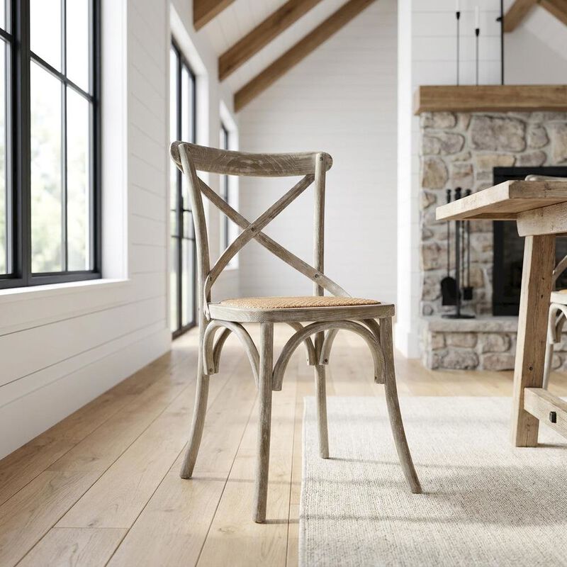 Wood and Rattan Dining Side Chair with Cane Back for Dining Room, Harbor image number 4