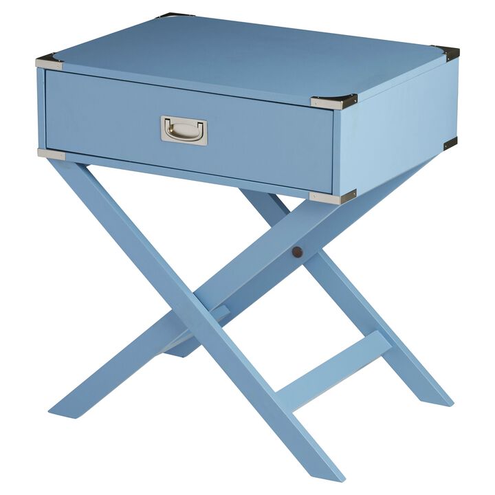 Hivvago Modern 1-Drawer Bedroom Nightstand End Table in Blue Finish