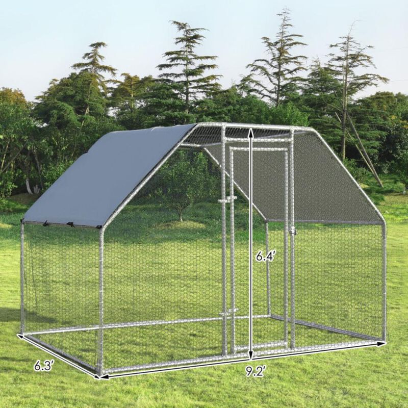Hivvago 9.5 x 6.5 Feet Large Walk In Chicken Run Cage