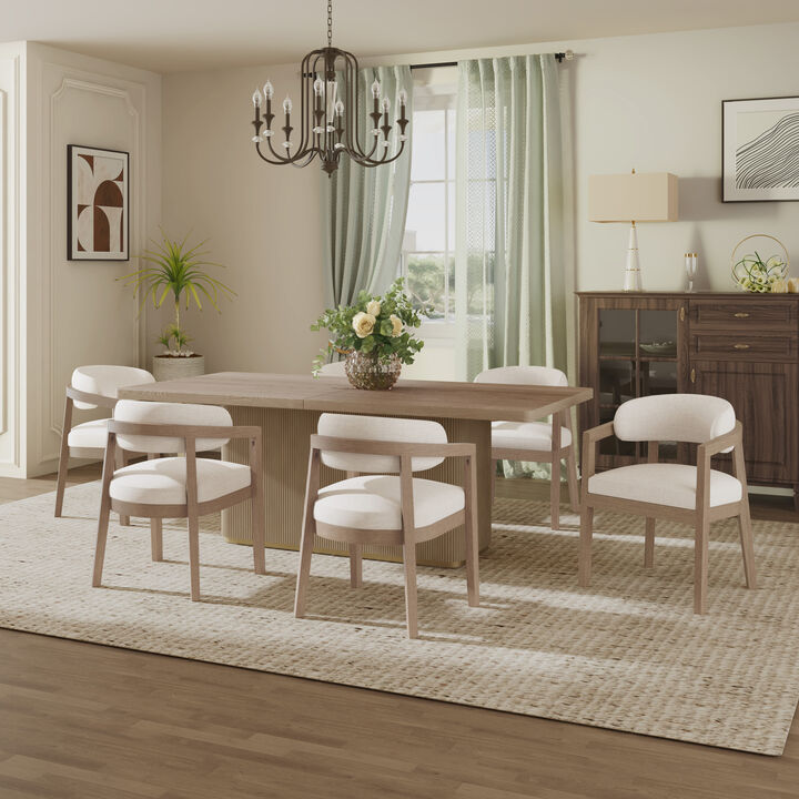 Christopher Knight Home Uintah Modern 7 Piece Rubberwood Upholstered Dining Set