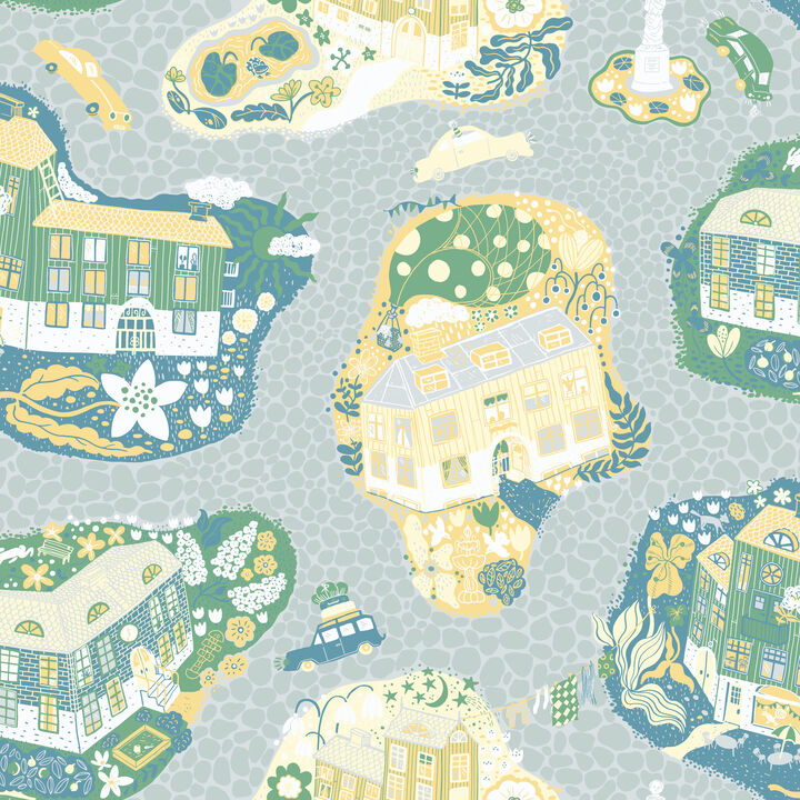 Staden Light Blue Wallpaper (Set of 2)