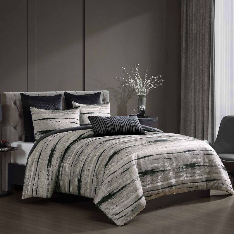 Black/Silver Textured 7 pc King