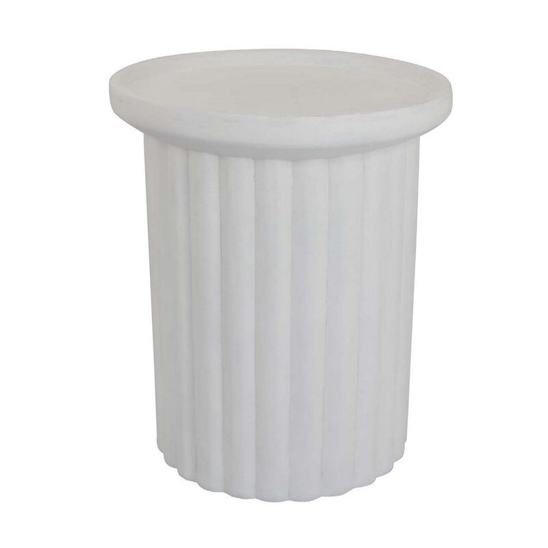 Accent Plant Stand Table, 21 Inch White Resin, Spacious Round Top