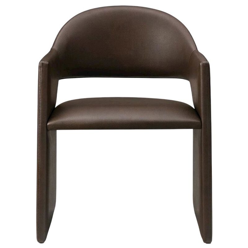 Vegan Leather Dining Armchair with Padded Seat and Arms, Espresso image number 0