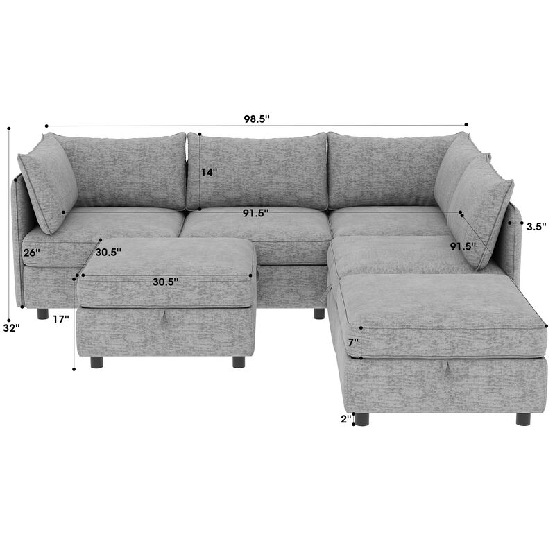 Fegfob U‑Shaped Chenille Sectional Sofa image number 8
