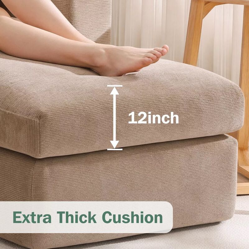 Vipbear 160" Oversized Modular 7-Seat V-Shaped Sectional Sofa with Movable Ottoman Boneless Couch image number 6