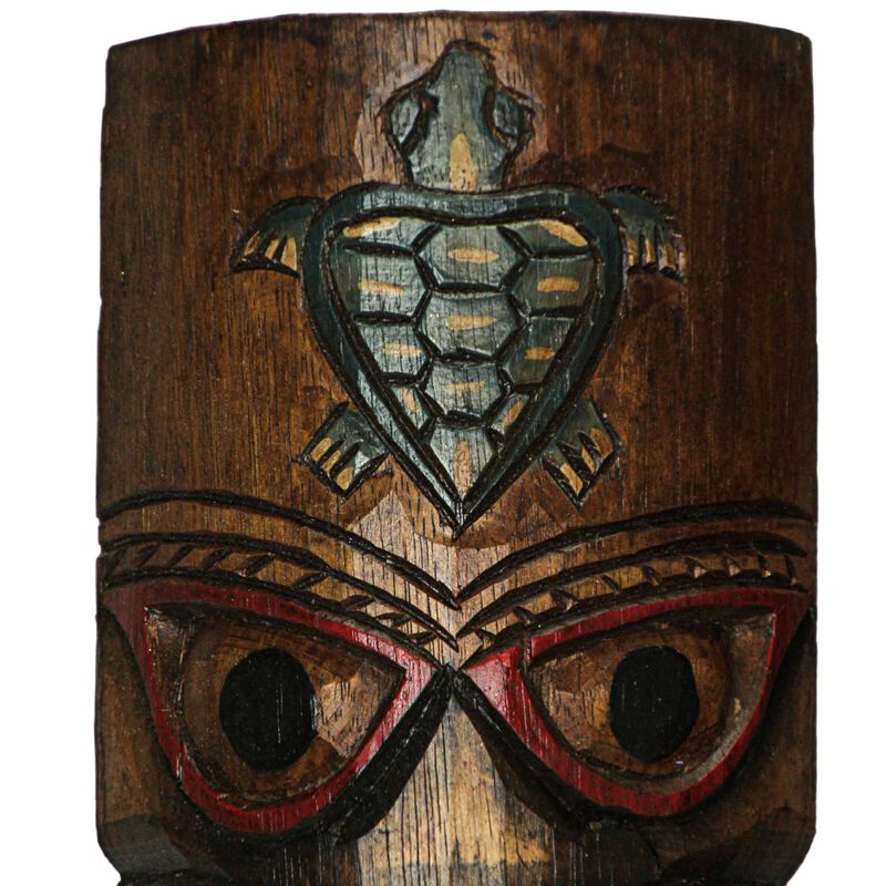 Set of 3 Double Tiki Mask Ocean Totem Hand Carved Wall Decor Sculpture 24 Inch image number 3