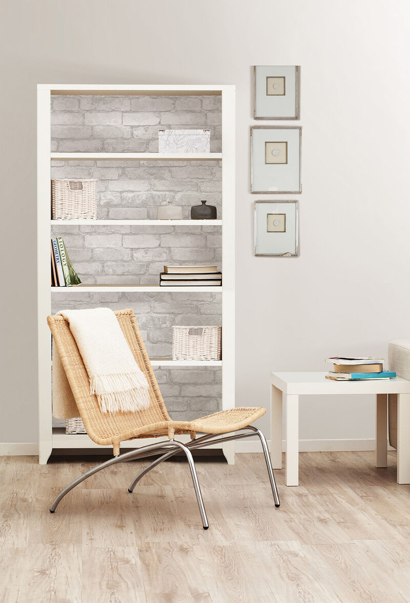 Buchanan Off White Brick Peel & Stick Wallpaper image number 6