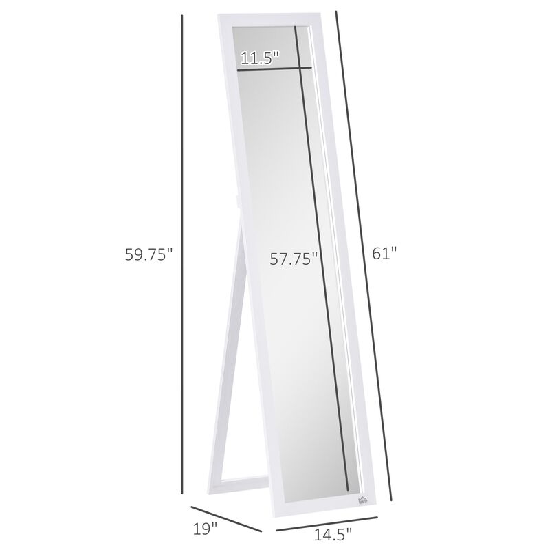 White Full-Length Mirror: Floor Standing or Wall-Mounted Rectangle
