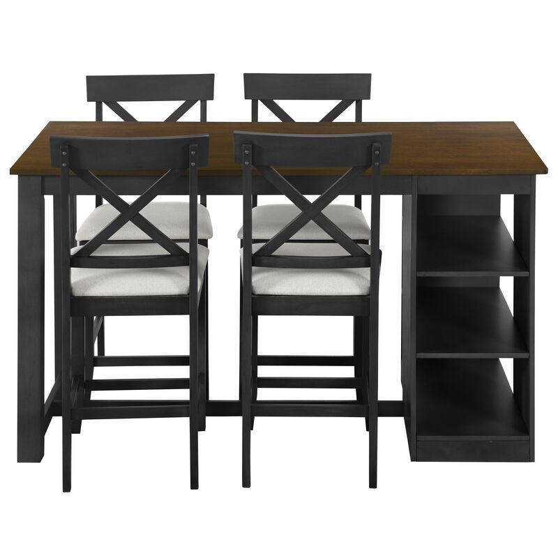 Merax Solid Wood Farmhouse Counter Height Dining Table Set