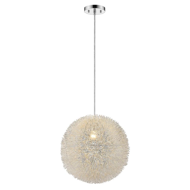 Hivvago Luminary 1-Light Metallic Silver Pendant With Hand Woven Aluminum Wire Shade (12")