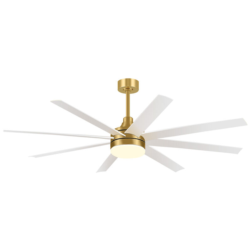 Breezary 65" LED Ceiling Fan with Light, 8 Blade, 6 Speed DC Motor, Remote Control image number 0