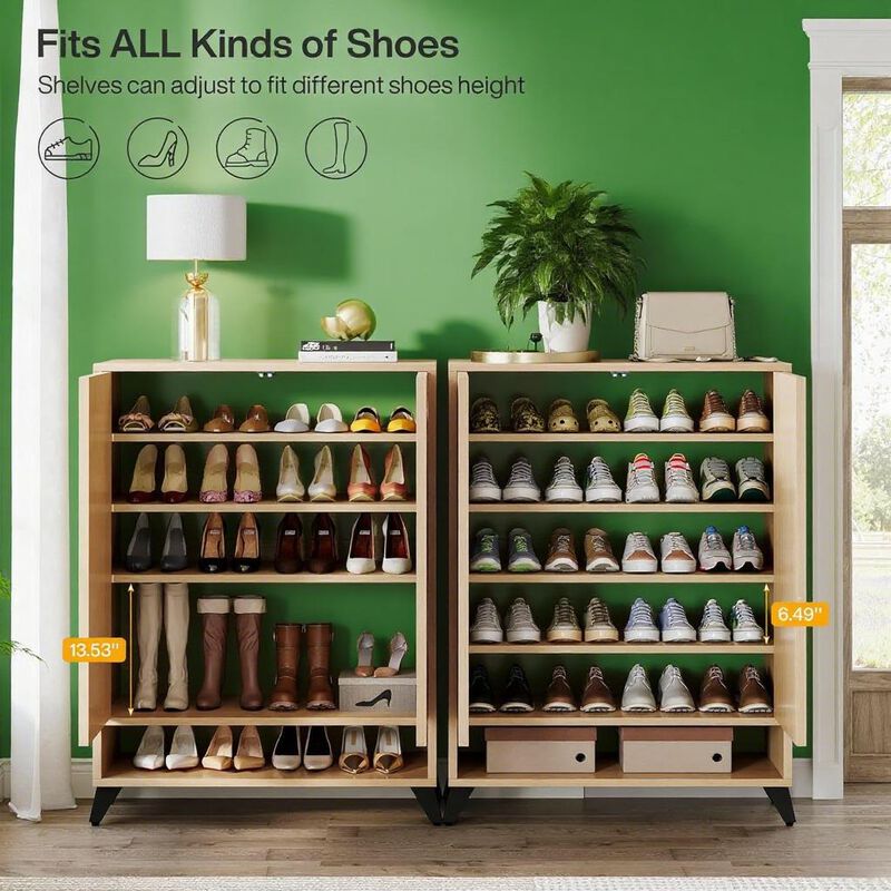 Entryway Natural Shoe Cabinet For Storage image number 3