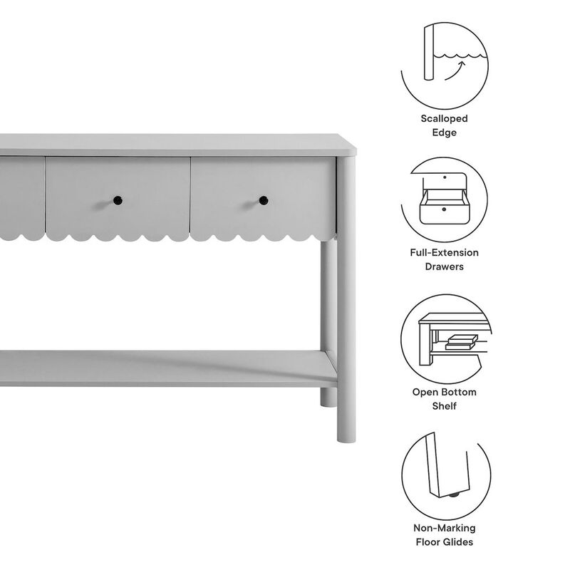 Emmeline 3-Drawer Scalloped Console Table image number 1