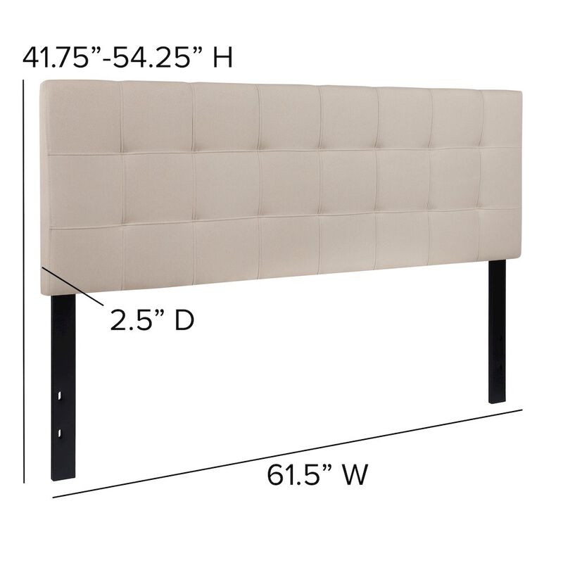 Flash Furniture Tufted Upholstered Queen Size Headboard in Beige Fabric image number 2