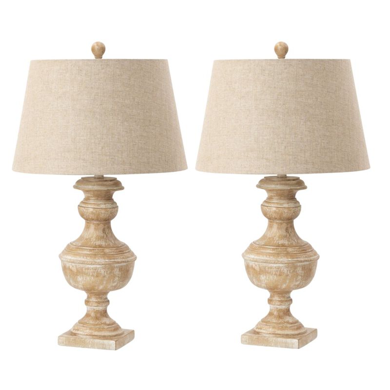 Lux Lighting Waverly 32” Beige Farmhouse Polyresin Table Lamp, (Set of 2)