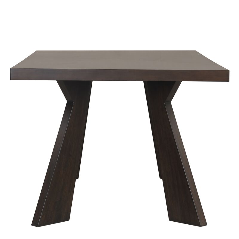 Kiana Dining Table, Dark Brown Solid Rubberwood, Rectangular 72 Inch - Benzara
