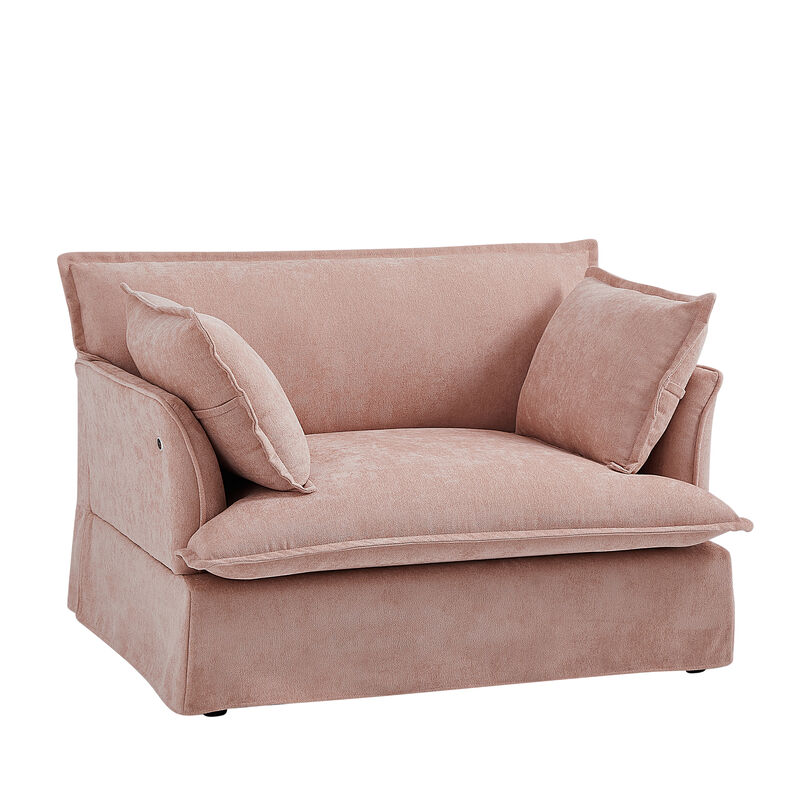 Merax Modern Chenille Upholstered Armchair with Integrated Charging Ports image number 0