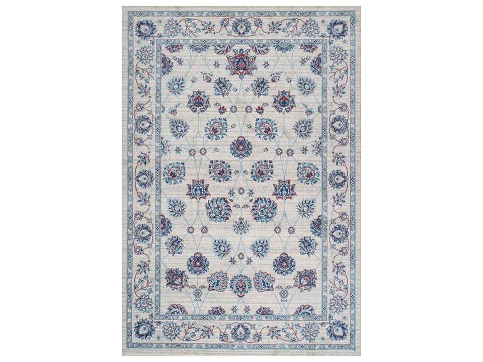 Modern Persian Vintage Moroccan Traditional Ivory/Blue/Red 8 ft. x 10 ft. Area Rug