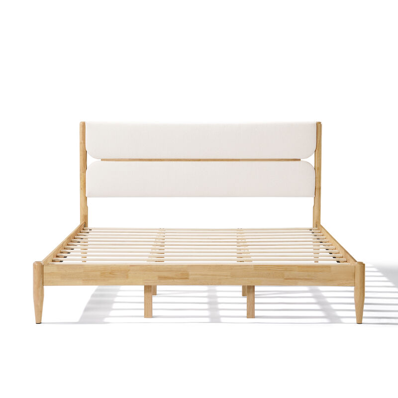 Christopher Knight Home Garrick Modern Rubberwood Fleece Upholstered Bed image number 0