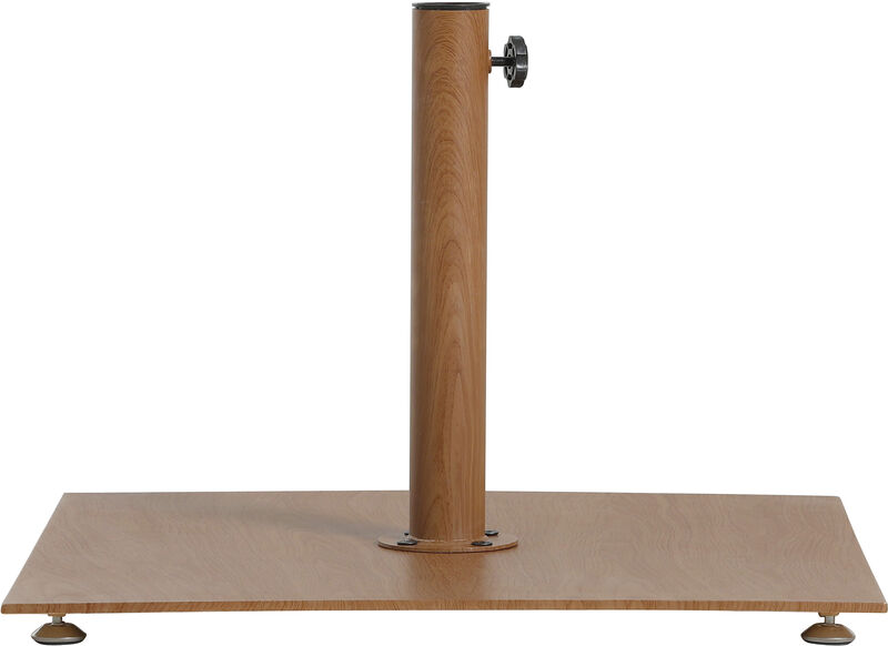 Meridian Furniture Fiji Beige Fabric / Teak Aluminum Patio Umbrella with Base Sets