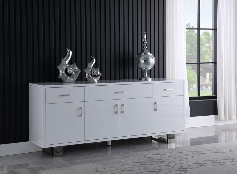 Meridian Furniture Excel White Lacquer Sideboard/Buffet image number 1