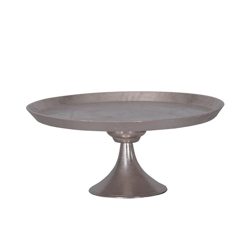 Aluminum Round Footed tray, Silver image number 0