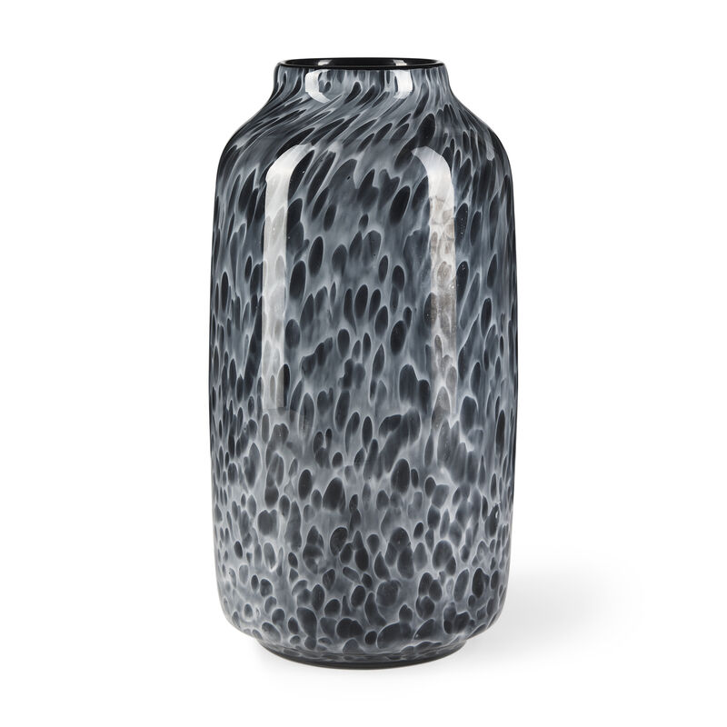 HomeRoots 12" Black Mottled Cylinder Glass Table Vase image number 0