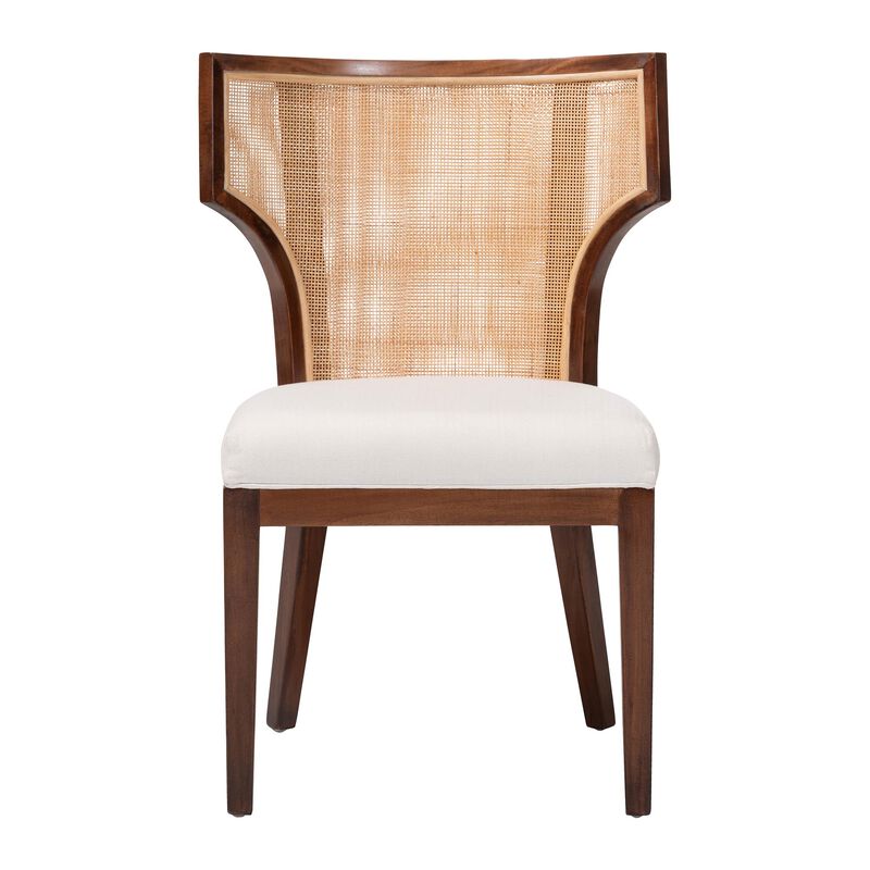 bali & pari Franco Dining Chair - Sculpted Seating with Woven Rattan Backrest and Upholstered Seat for Kitchen or Dining Room image number 1