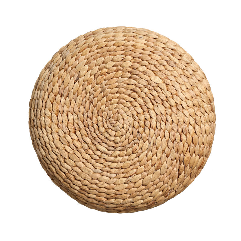 Aimee 15.7" Modern Minimalist Two-Tone Hand-Woven Hyacinth Stool