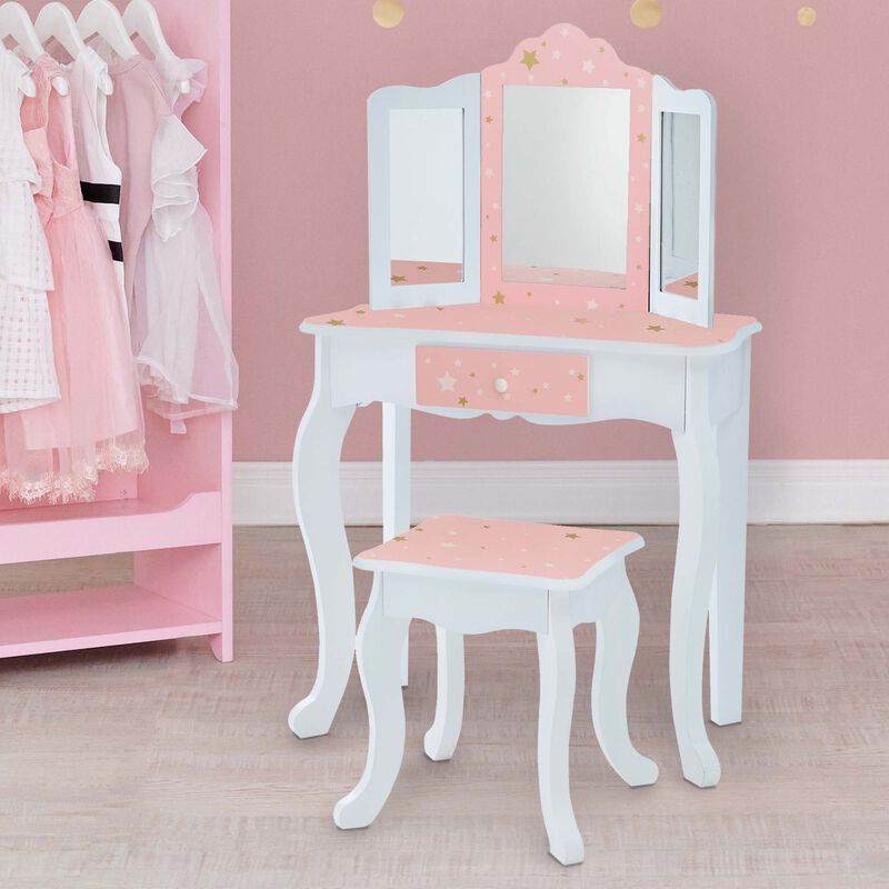 Fantasy Fields - Fashion Twinkle Star Prints Gisele Play Vanity Set - Pink / White