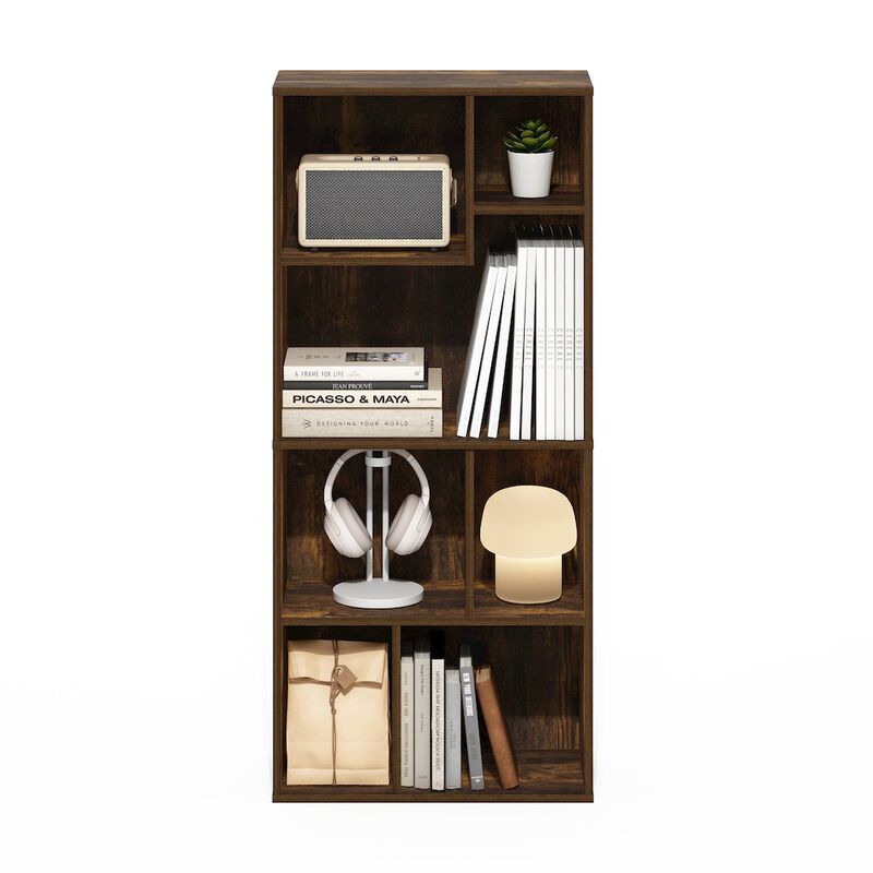 Daly 7-Cube Irregular Cubes Bookcase, Bookshelf, Storage Organizer, Amber Pine