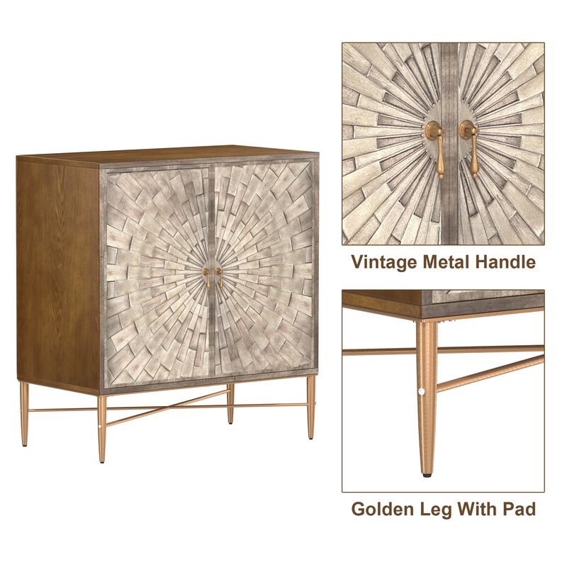 MONDAWE Kitchen Sideboard Buffet Table, Modern Sideboard Storage Cabinet with 2 Doors, Console Cupboard, Bookmatch Buffet for Living Room Entryway image number 7