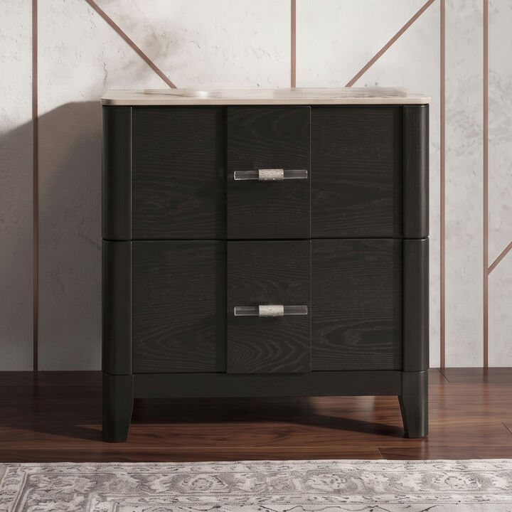 Wynavere Porcelain-Top 2-Drawer Nightstand