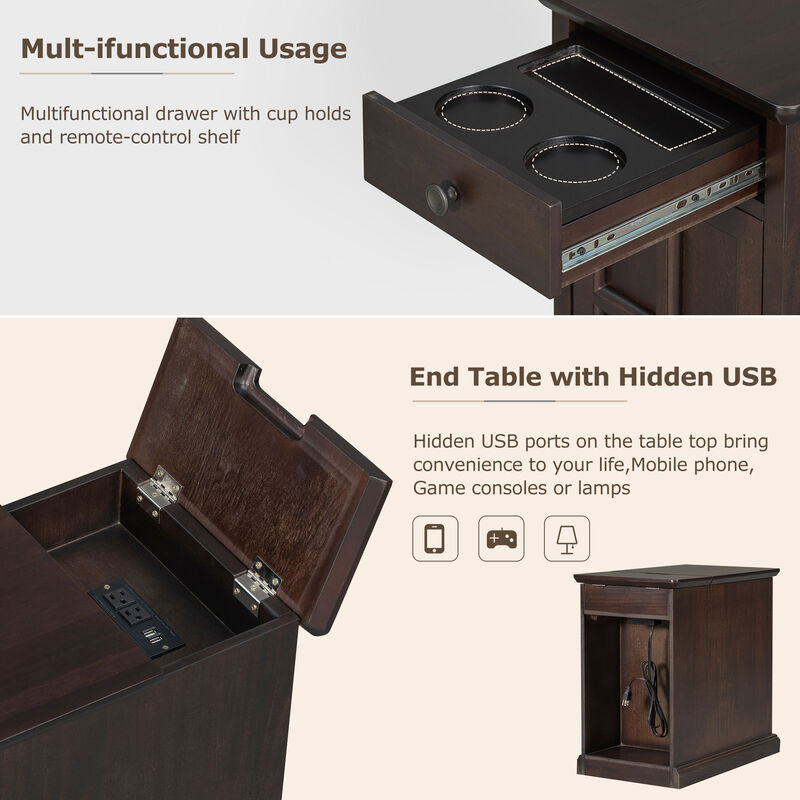 Merax Classic Multifunctional End Table with USB Ports