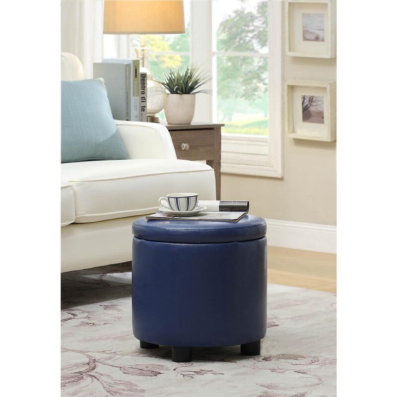 Convience Concept, Inc. Designs 4 Comfort Round Accent Storage Ottoman with Reversible Tray Lid