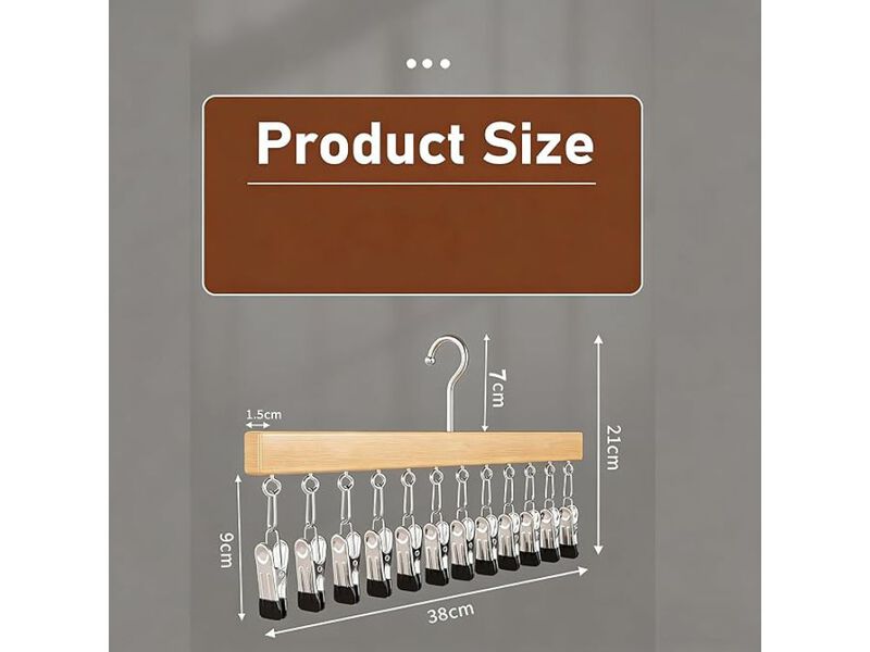 Closet Organizer with 12 Clips | Pants Hangers with Clips & Legging Organizer image number 2