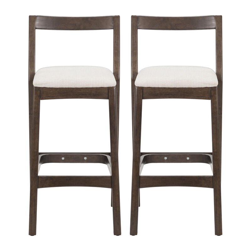 Christopher Knight Home Alric Rustic Rubberwood Upholstered Barstools (Set of 2) image number 0