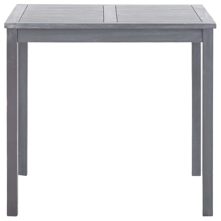 Outdoor Side End Table, 32 Inch Square Slatted Top, Sanded Gray Finish - Benzara